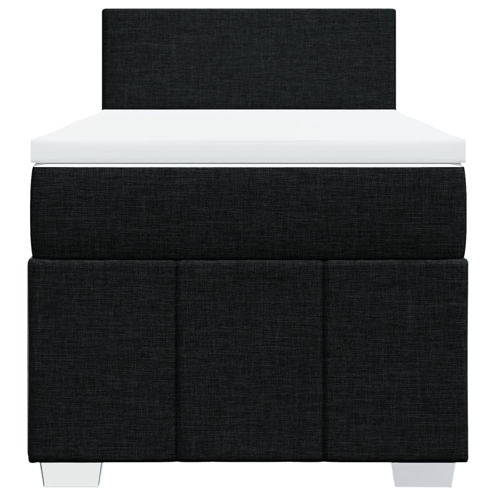 Lit à sommier tapissier avec matelas tissu noir 80x200 cm