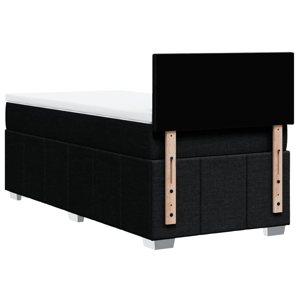 Lit à sommier tapissier avec matelas tissu noir 80x200 cm