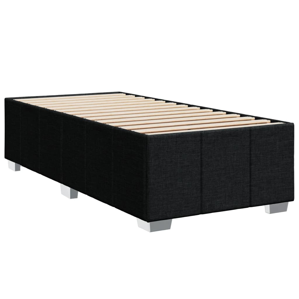 Lit à sommier tapissier avec matelas tissu noir 80x200 cm