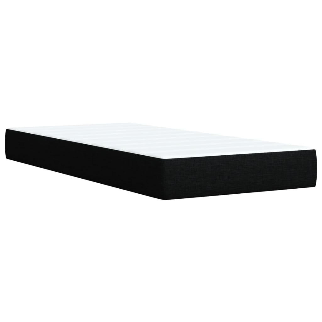 Lit à sommier tapissier avec matelas tissu noir 80x200 cm