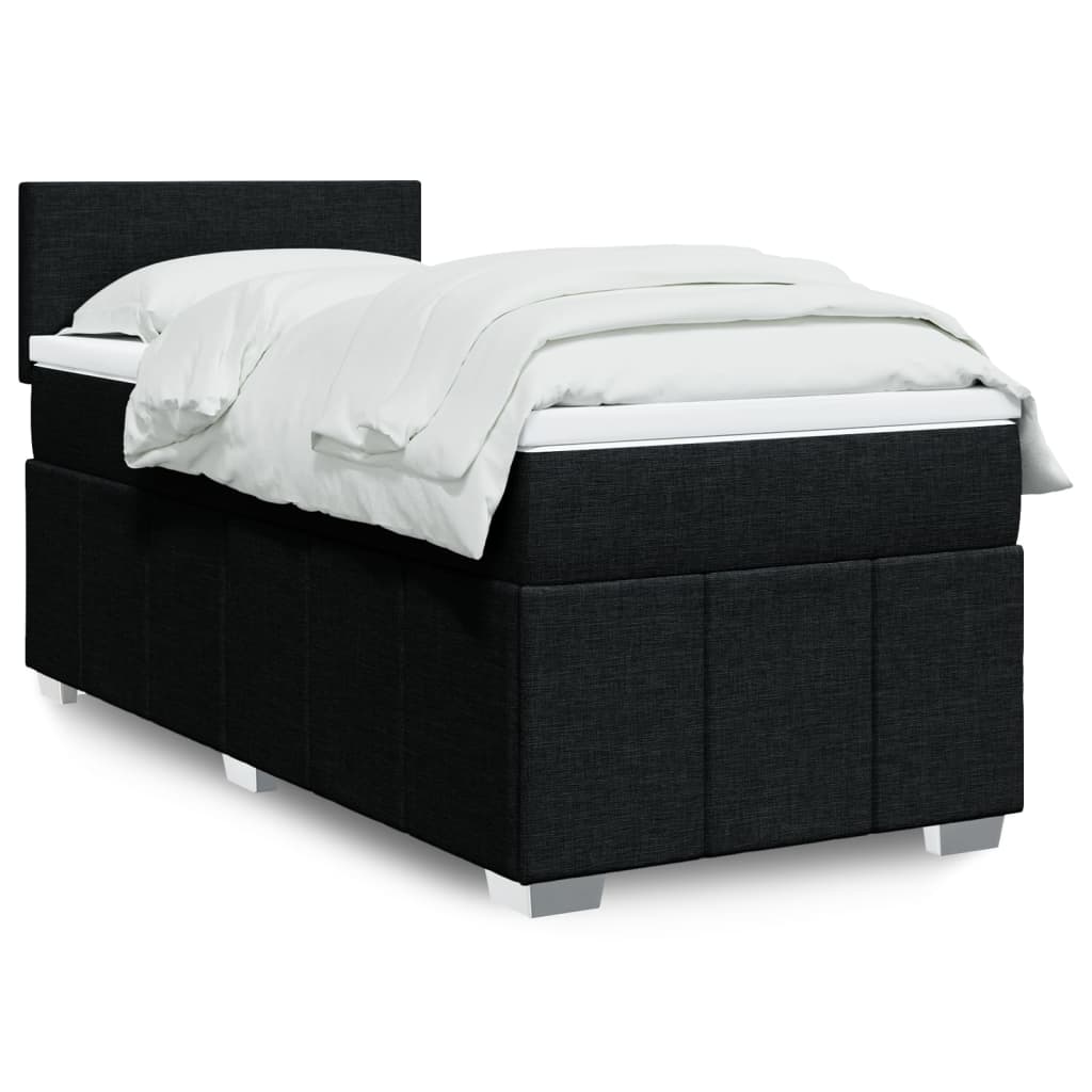 Lit à sommier tapissier avec matelas tissu noir 80x200 cm
