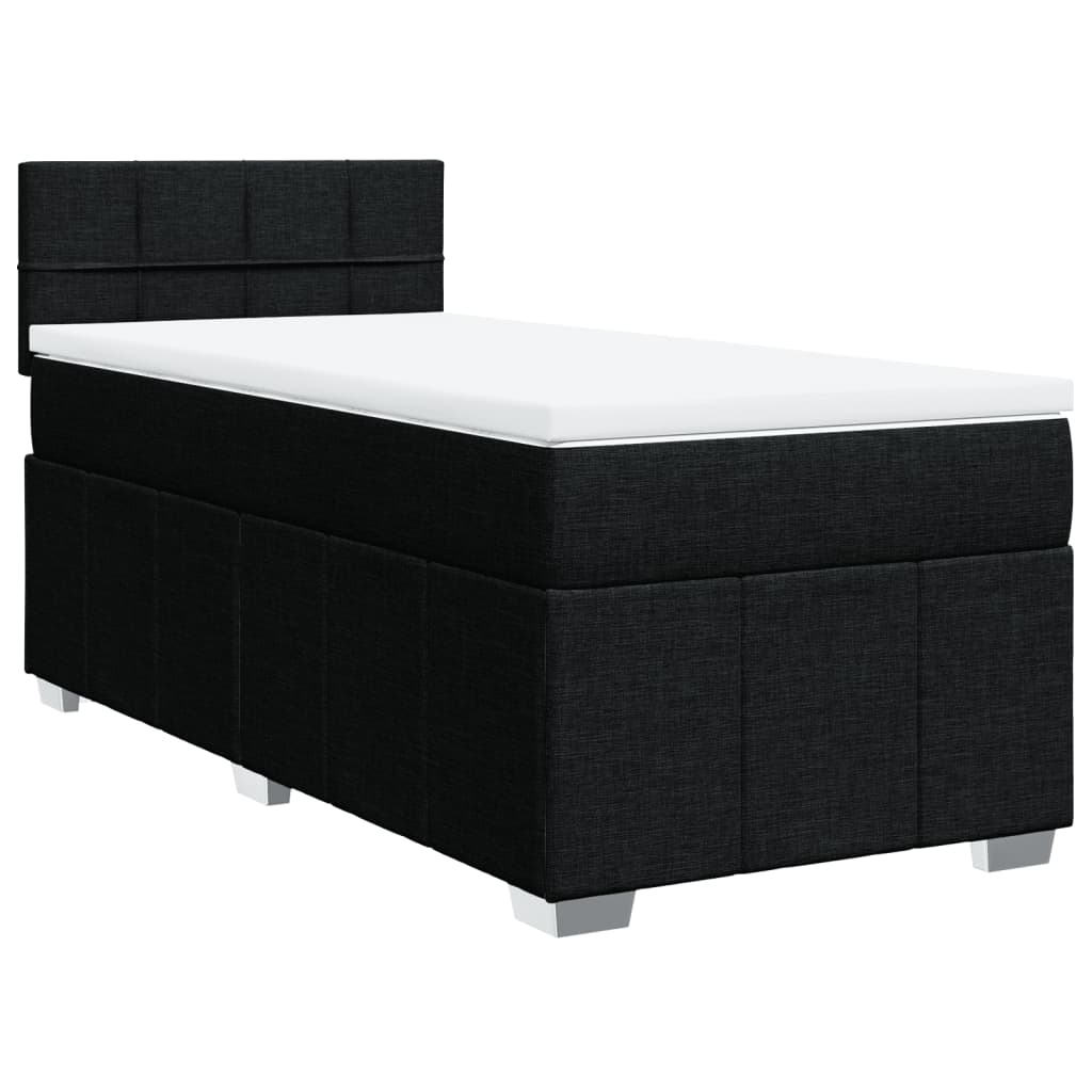 Lit à sommier tapissier avec matelas tissu noir 80x200 cm