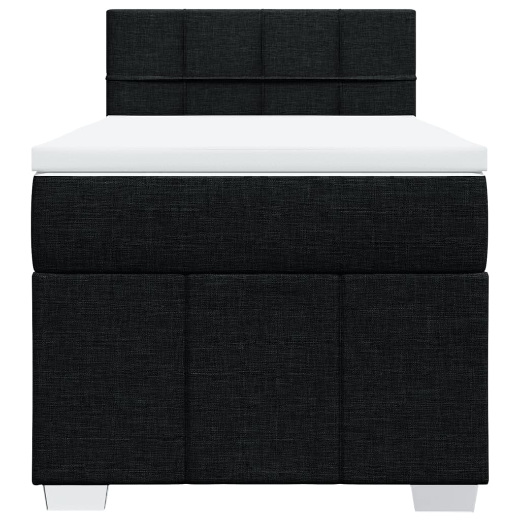 Lit à sommier tapissier avec matelas tissu noir 80x200 cm