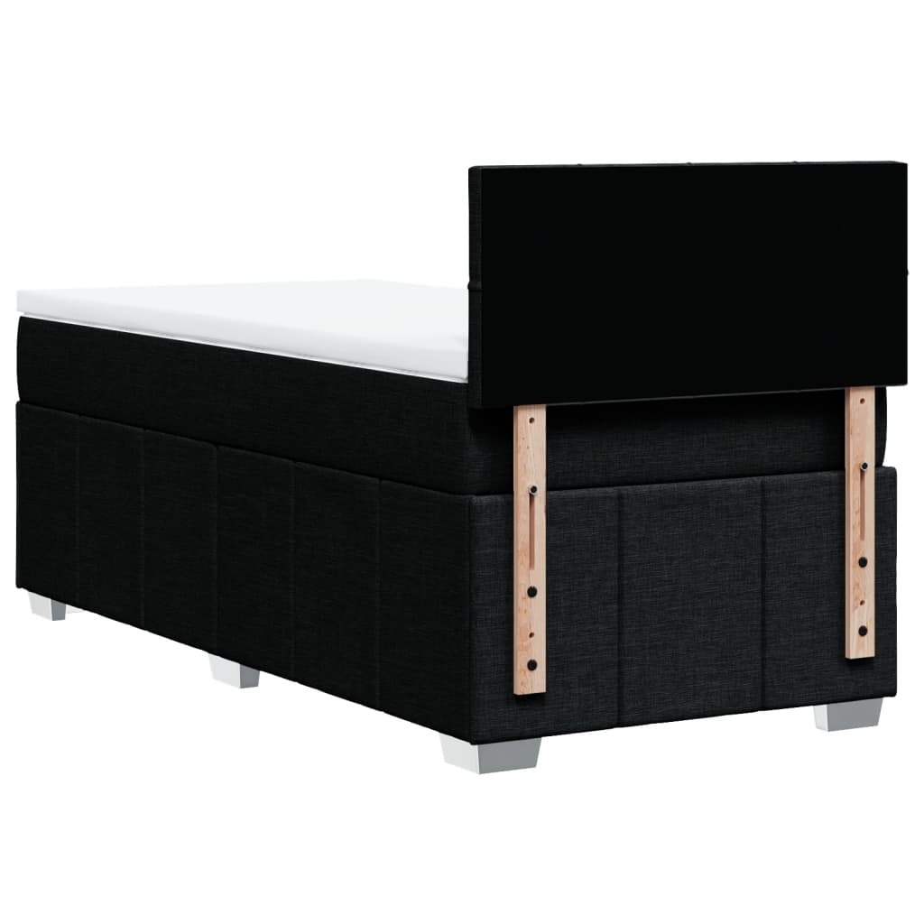 Lit à sommier tapissier avec matelas tissu noir 80x200 cm