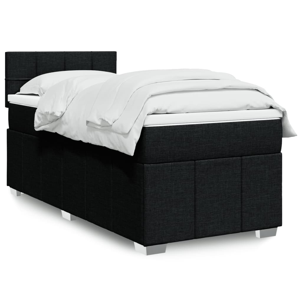Lit à sommier tapissier avec matelas tissu noir 80x200 cm