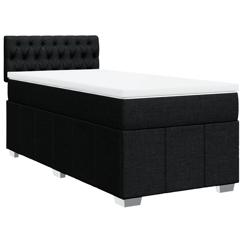 Lit à sommier tapissier avec matelas tissu noir 80x200 cm