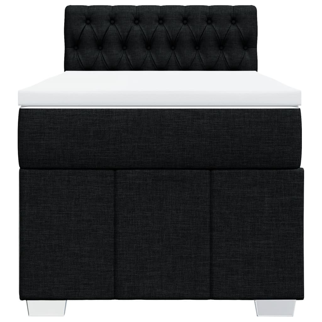 Lit à sommier tapissier avec matelas tissu noir 80x200 cm