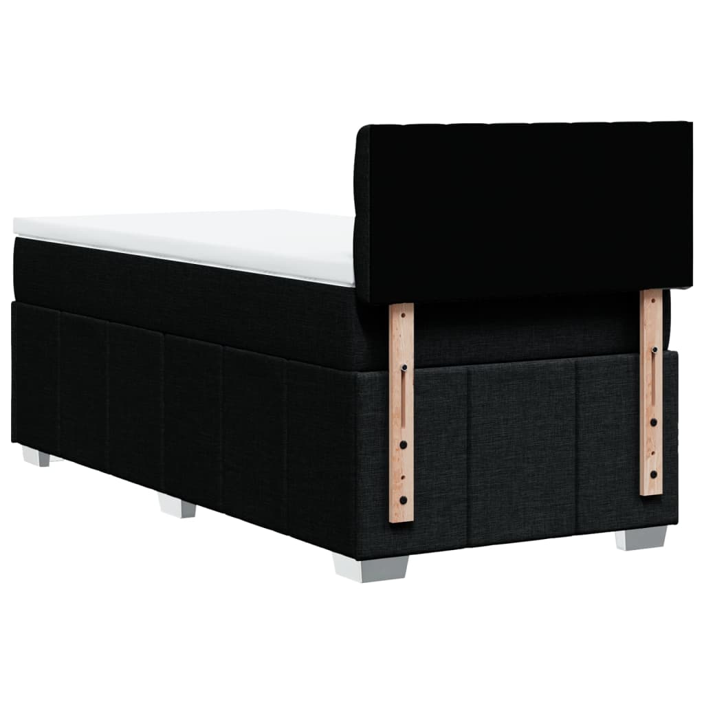 Lit à sommier tapissier avec matelas tissu noir 80x200 cm