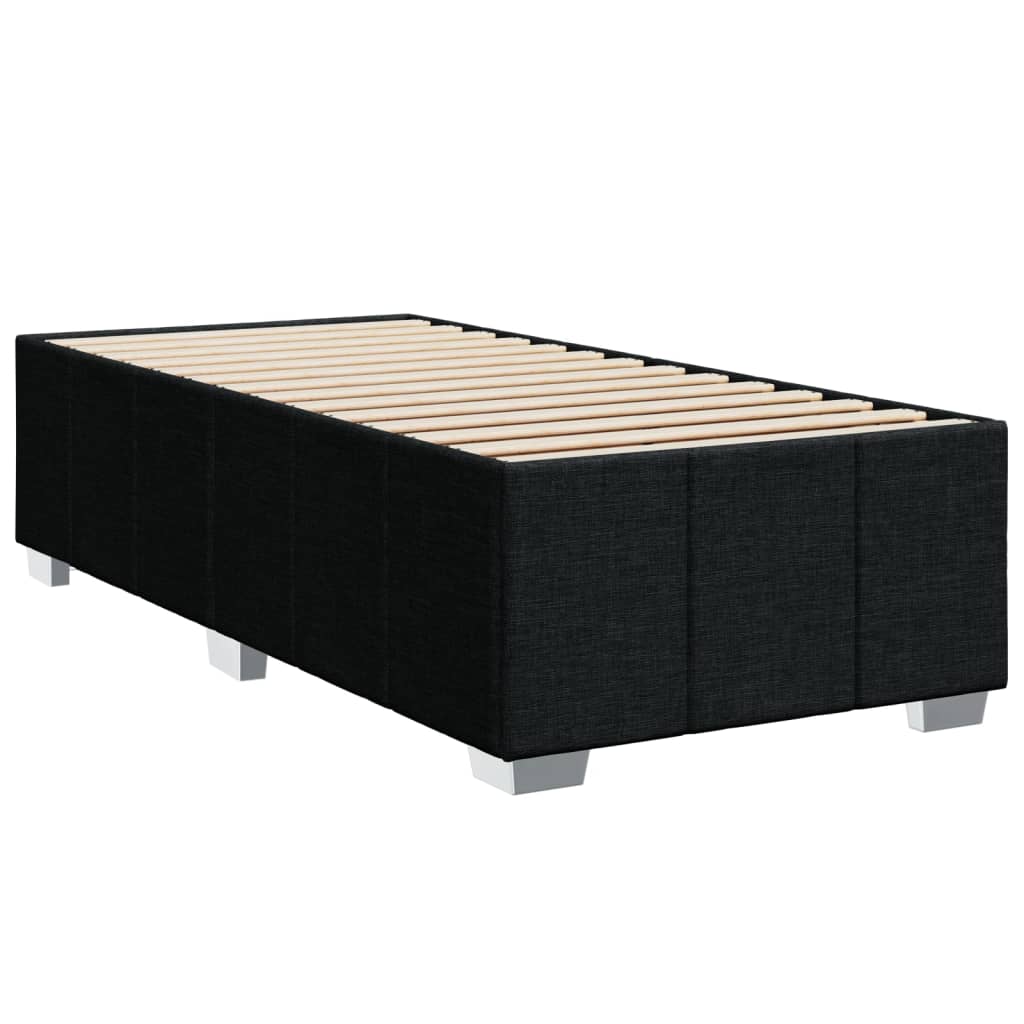 Lit à sommier tapissier avec matelas tissu noir 80x200 cm