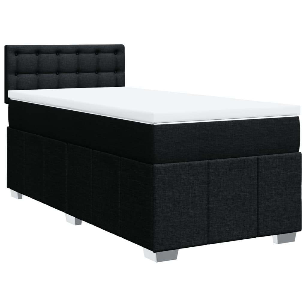 Lit à sommier tapissier avec matelas tissu noir 80x200 cm