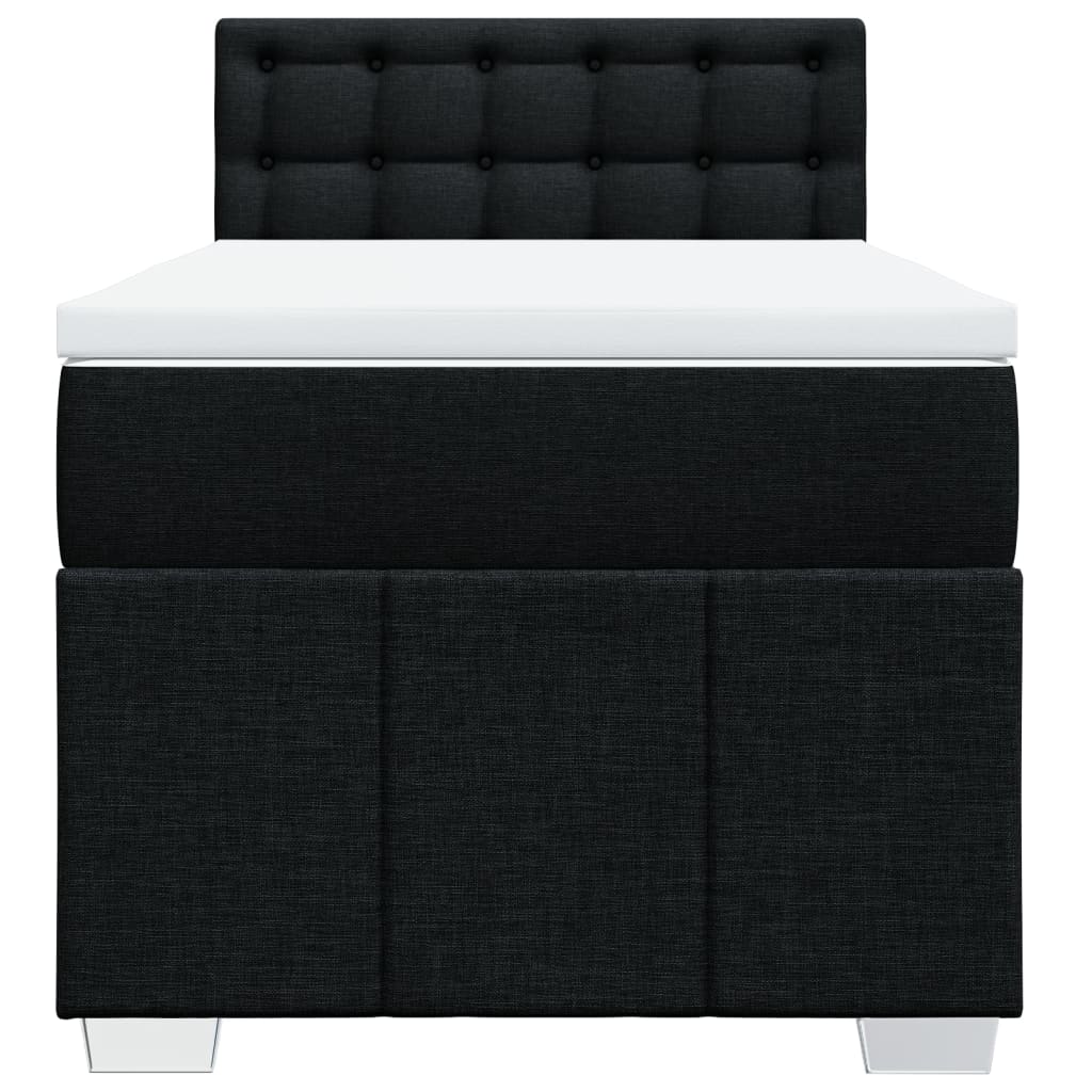 Lit à sommier tapissier avec matelas tissu noir 80x200 cm