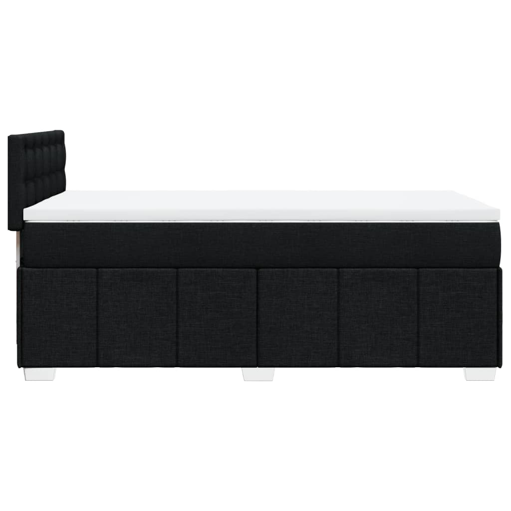 Lit à sommier tapissier avec matelas tissu noir 80x200 cm