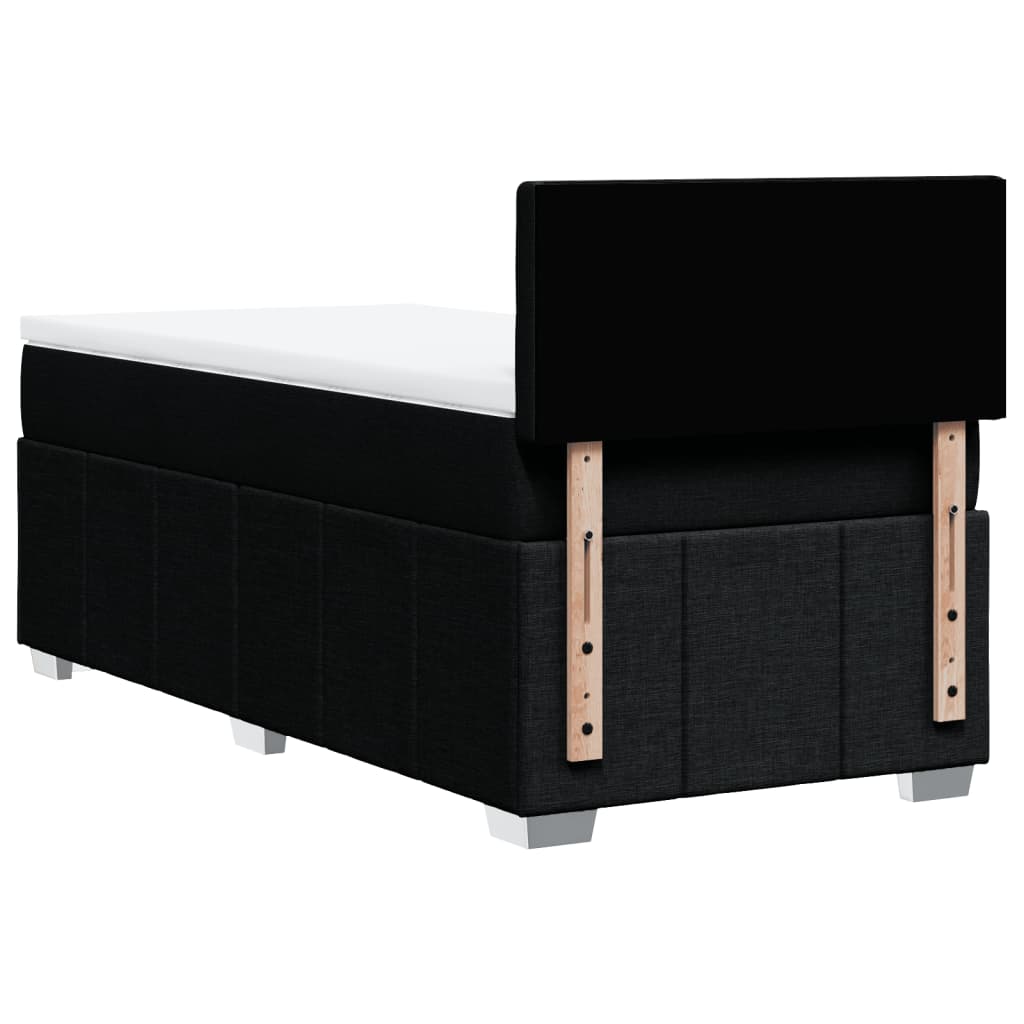 Lit à sommier tapissier avec matelas tissu noir 80x200 cm
