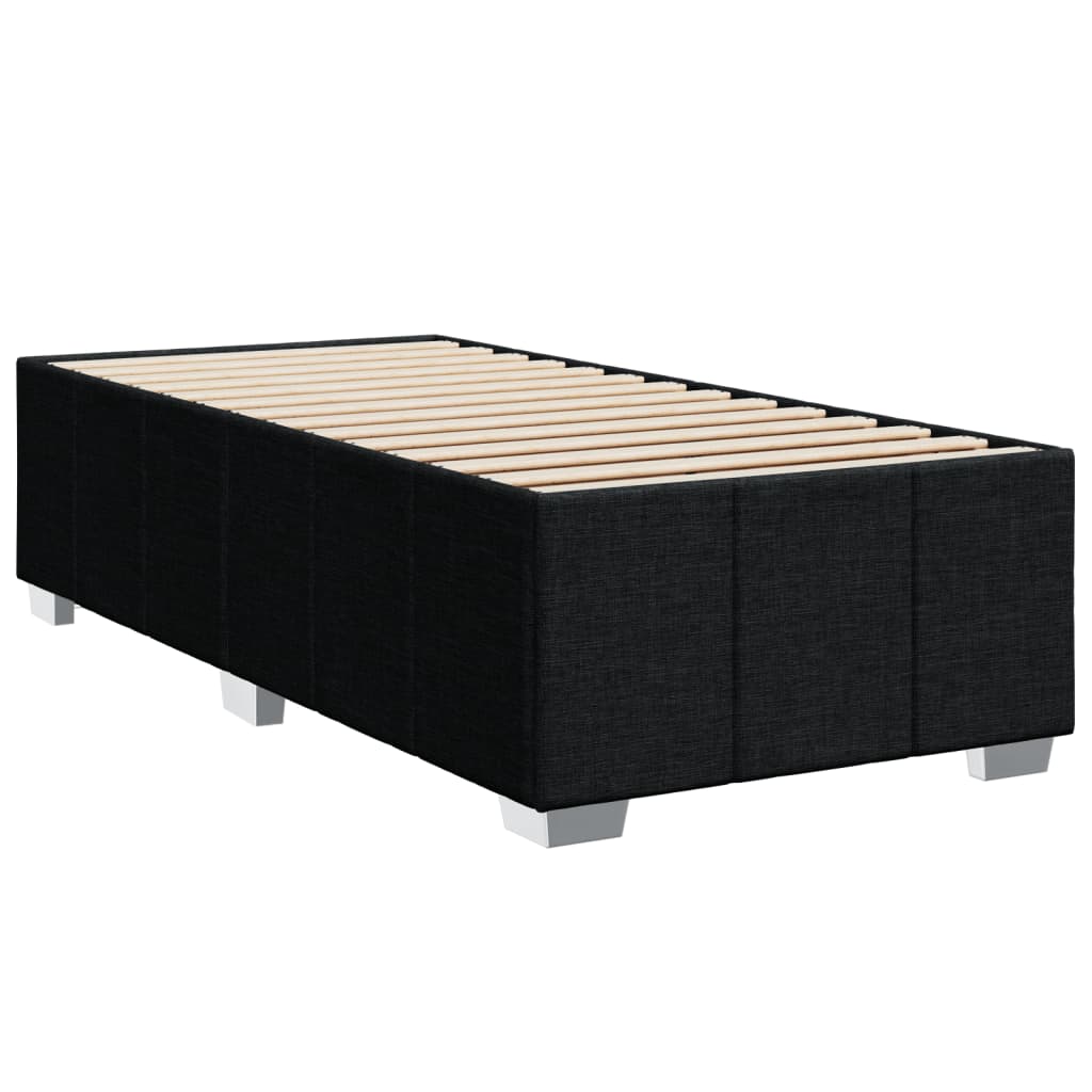 Lit à sommier tapissier avec matelas tissu noir 80x200 cm