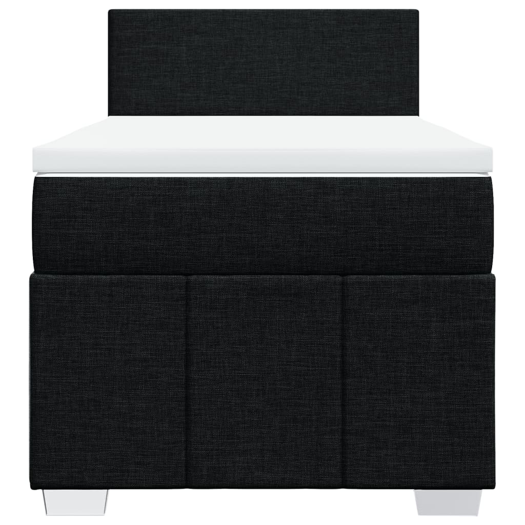 Lit sommier tapissier avec matelas tissu noir 90x190 cm