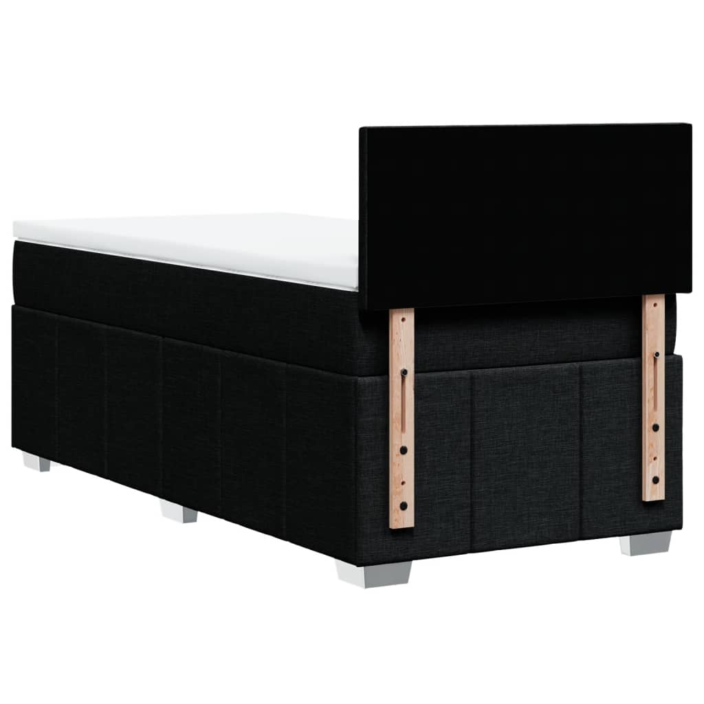 Lit sommier tapissier avec matelas tissu noir 90x190 cm