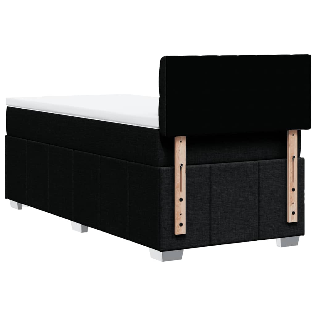 Lit sommier tapissier avec matelas tissu noir 90x190 cm