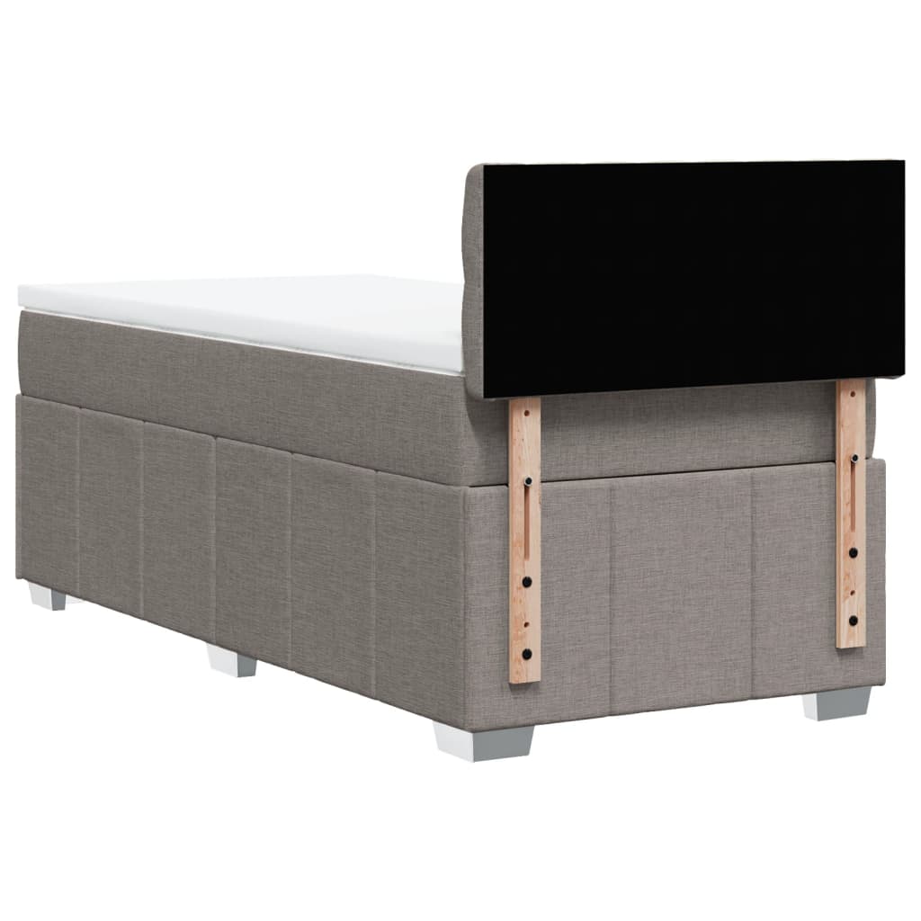 Lit sommier tapissier avec matelas tissu taupe 90x190 cm