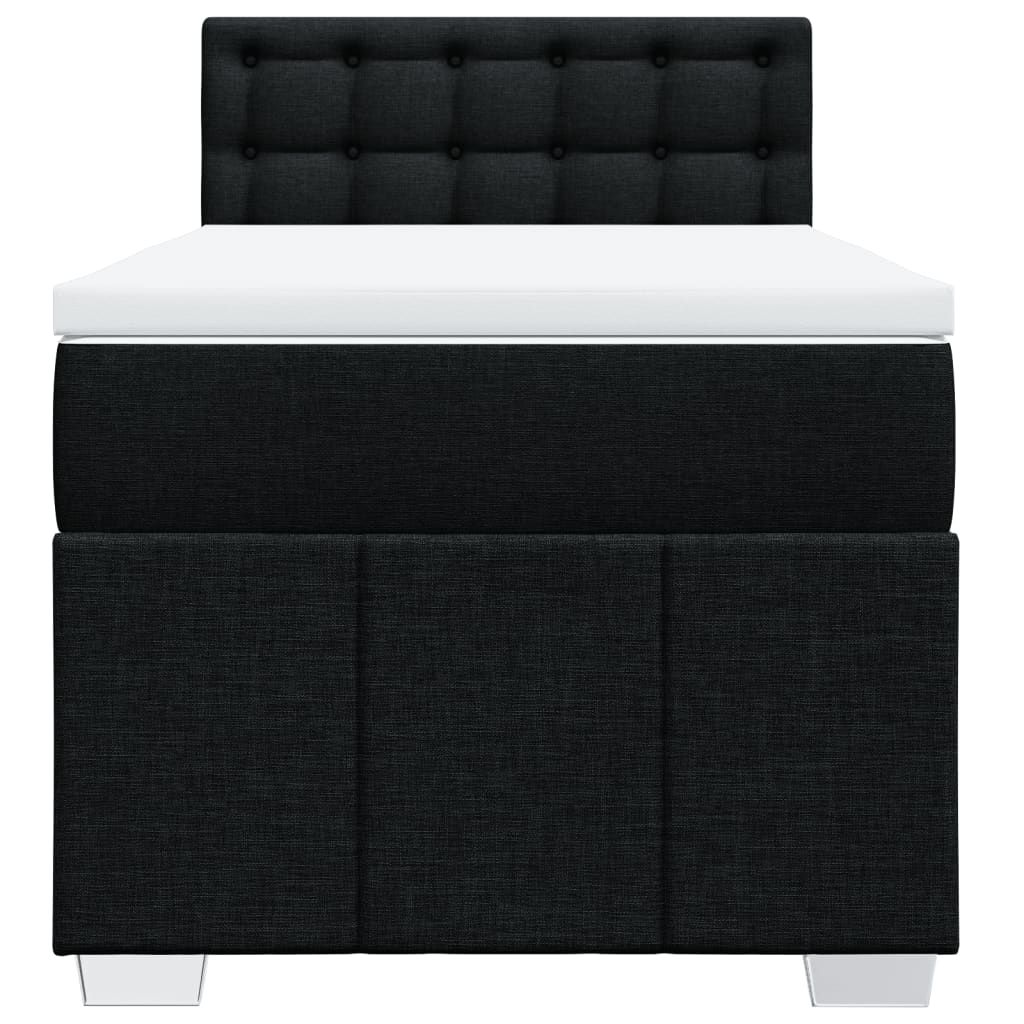 Lit sommier tapissier avec matelas tissu noir 90x190 cm