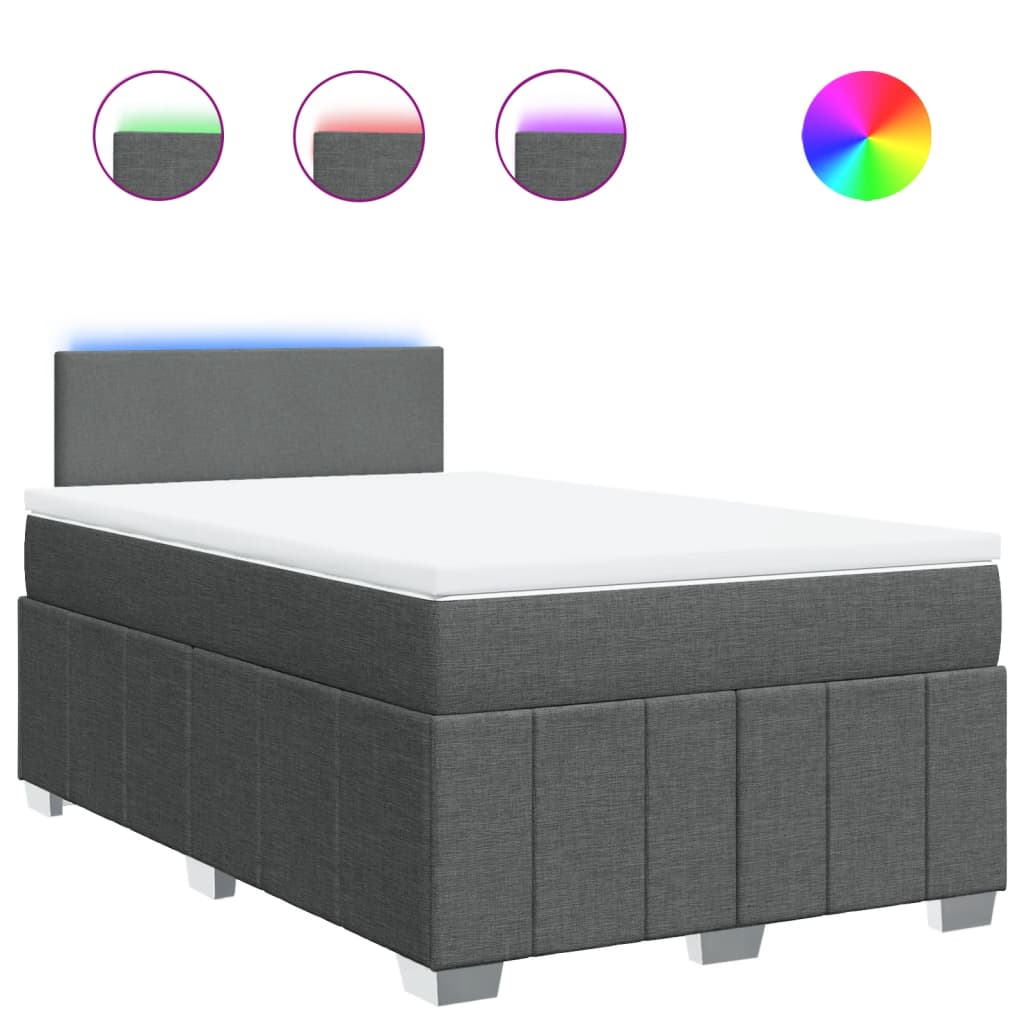 Boxspringbett mit Matratze Dunkelgrau 120x190 cm Stoff