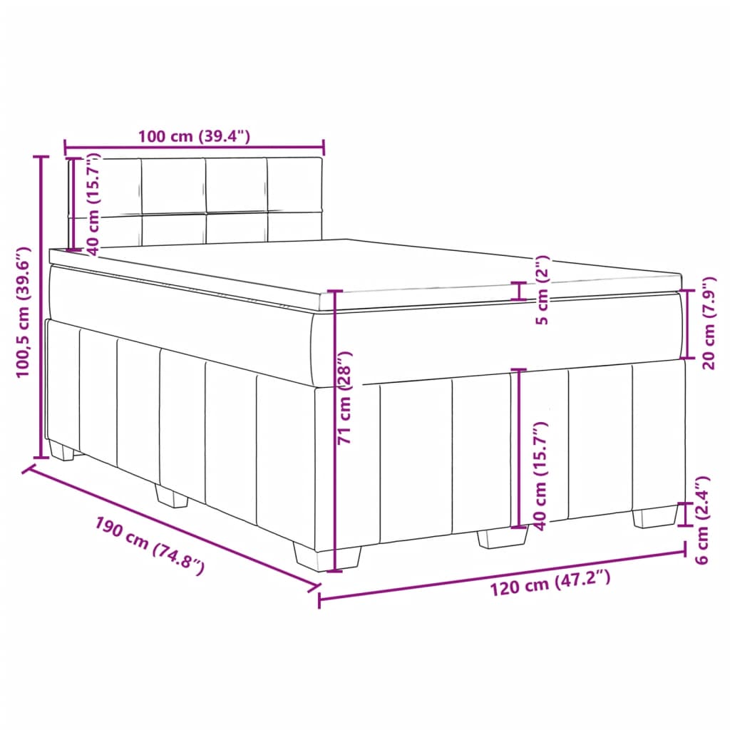 Boxspringbett mit Matratze Hellgrau 120x190 cm Stoff