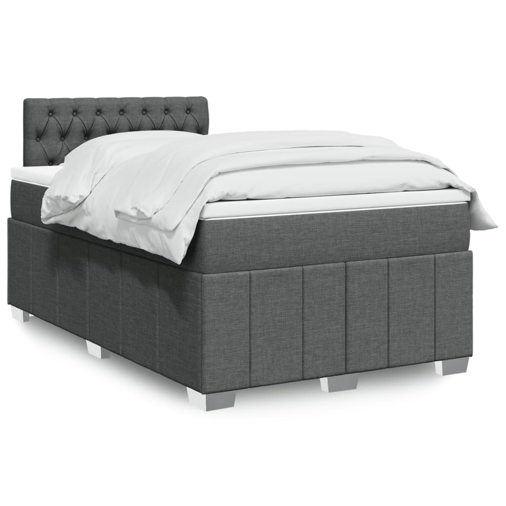 Boxspringbett mit Matratze Dunkelgrau 120x190 cm Stoff