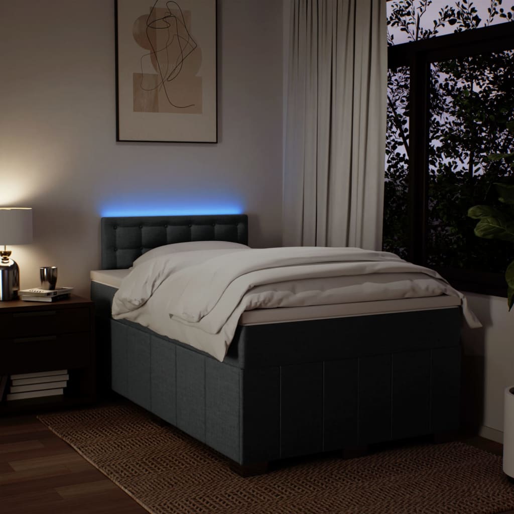 Boxspringbett mit Matratze Dunkelgrau 120x190 cm Stoff