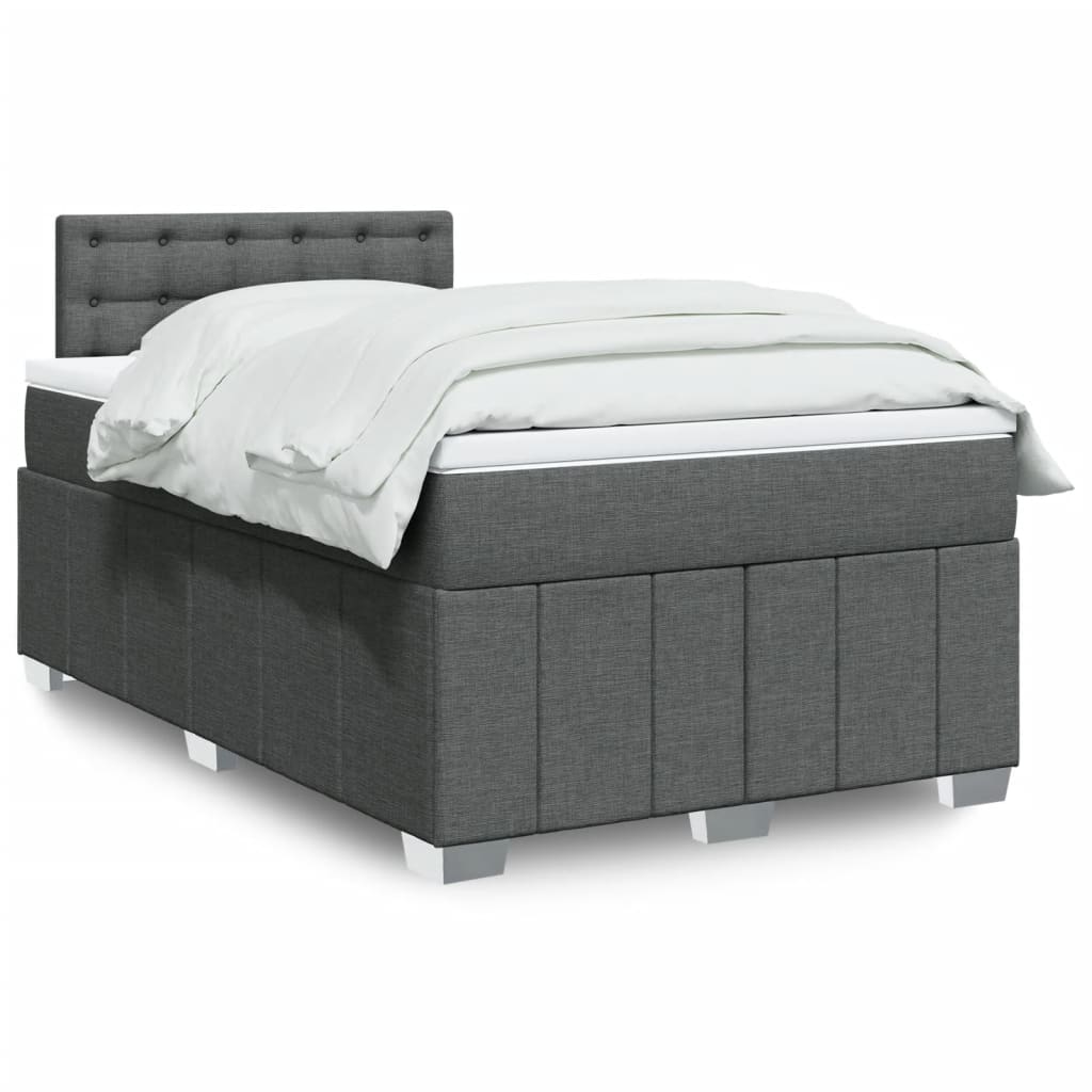 Boxspringbett mit Matratze Dunkelgrau 120x190 cm Stoff