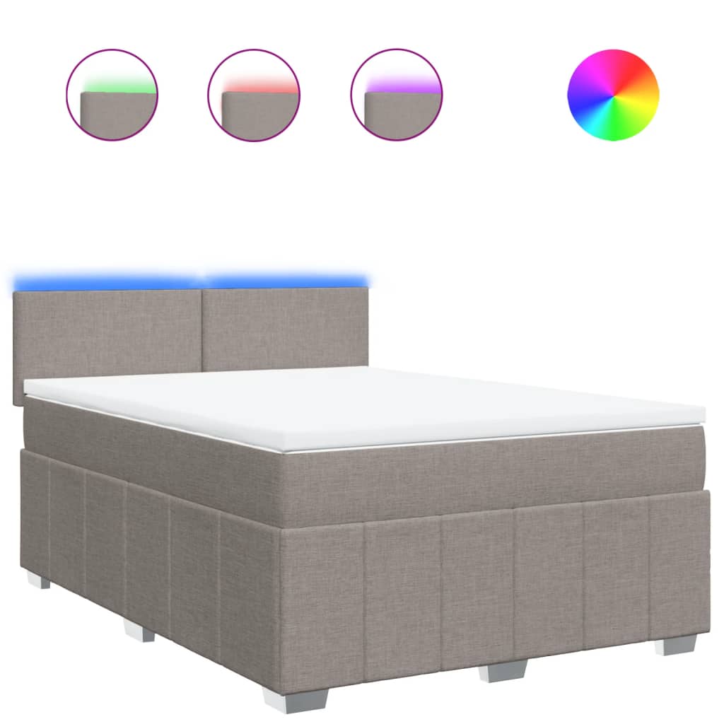 Lit sommier tapissier avec matelas tissu taupe 160x200 cm