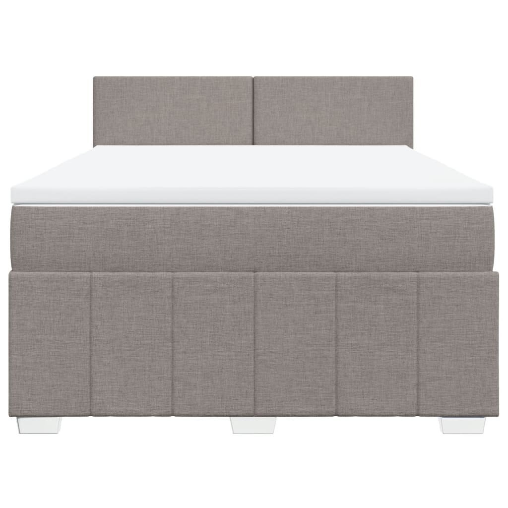 Lit sommier tapissier avec matelas tissu taupe 160x200 cm