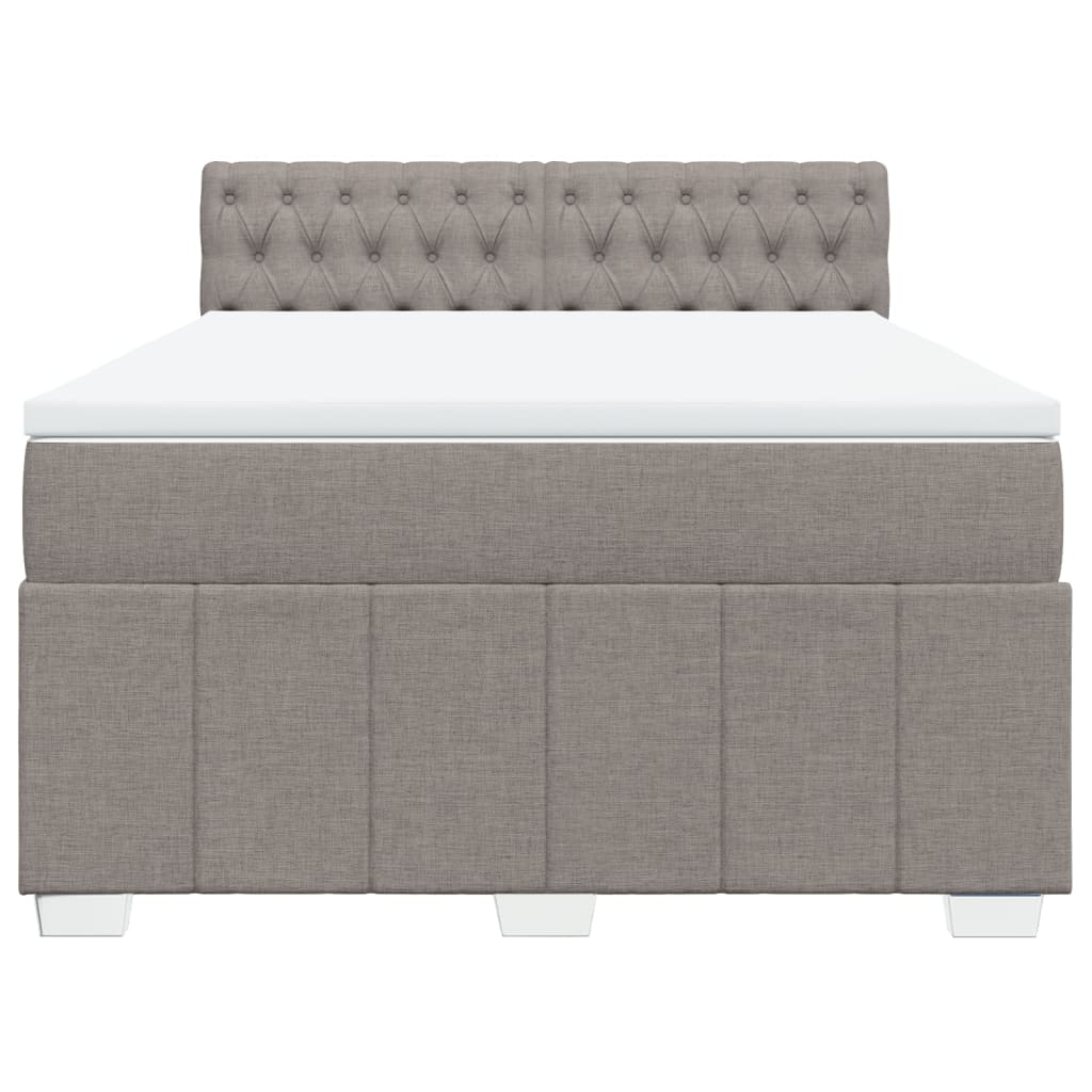 Lit sommier tapissier avec matelas tissu taupe 160x200 cm