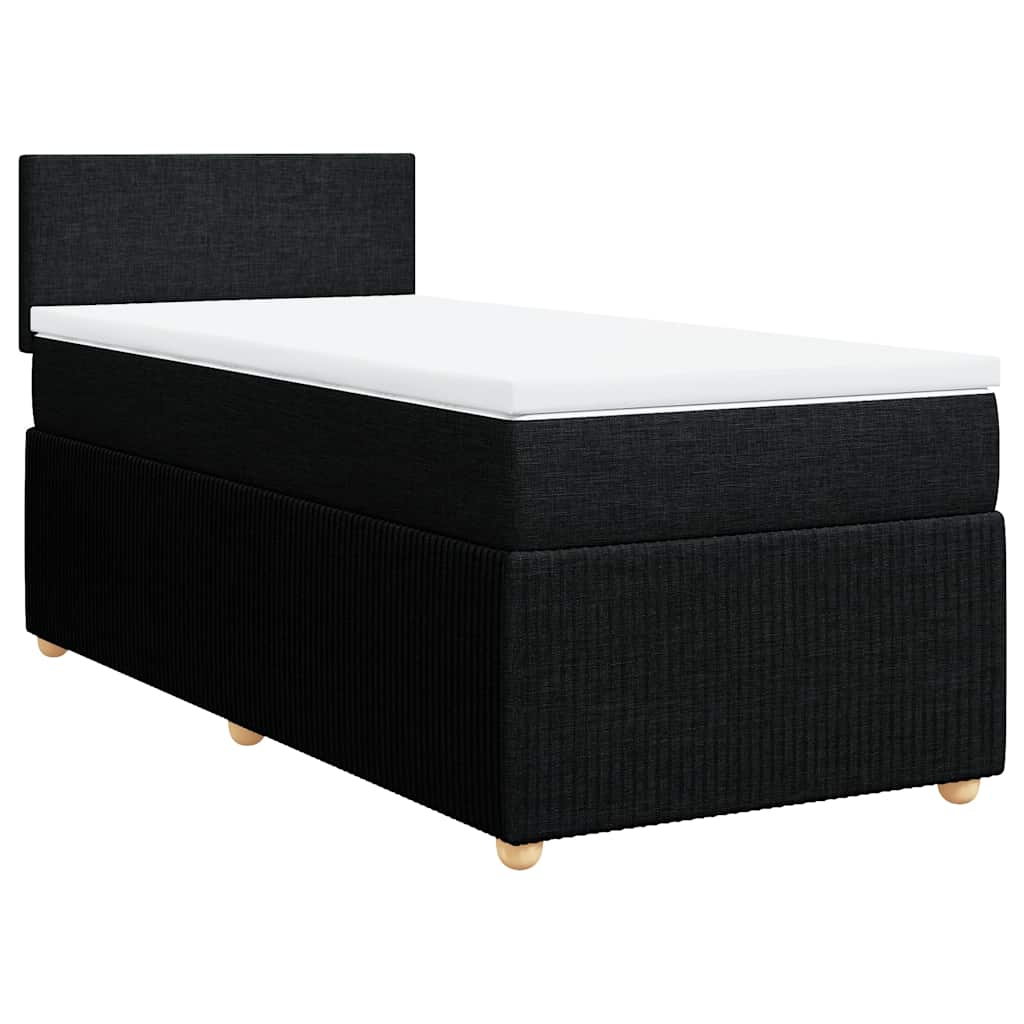 Lit à sommier tapissier avec matelas tissu noir 80x200 cm