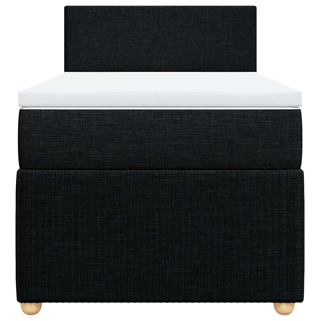 Lit à sommier tapissier avec matelas tissu noir 80x200 cm