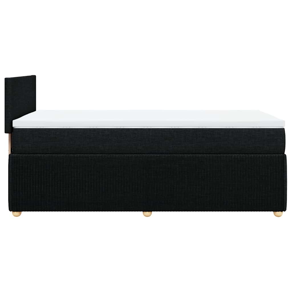 Lit à sommier tapissier avec matelas tissu noir 80x200 cm