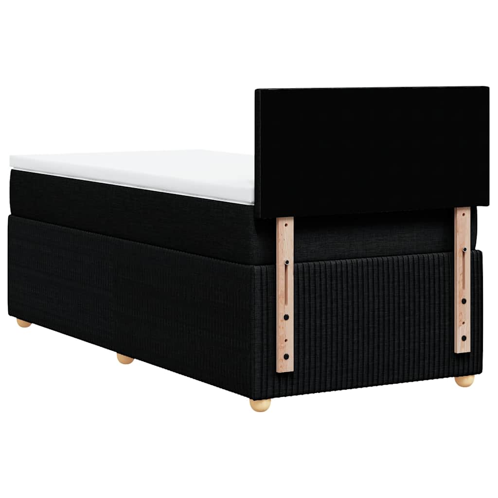 Lit à sommier tapissier avec matelas tissu noir 80x200 cm
