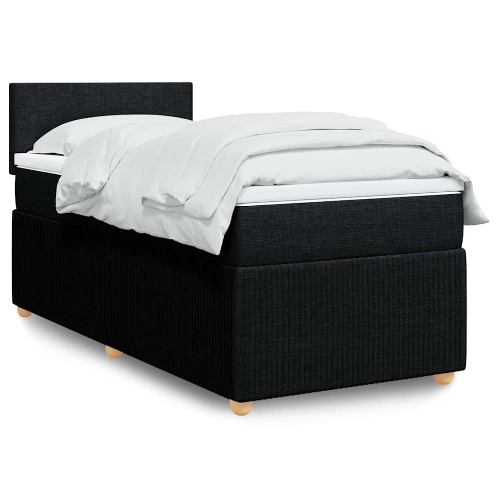 Lit à sommier tapissier avec matelas tissu noir 80x200 cm