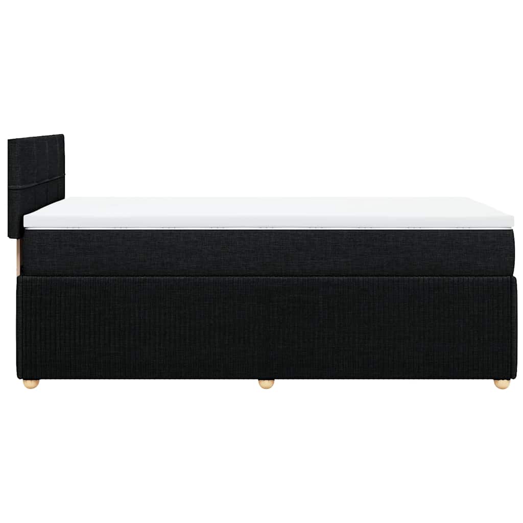 Lit à sommier tapissier avec matelas tissu noir 80x200 cm