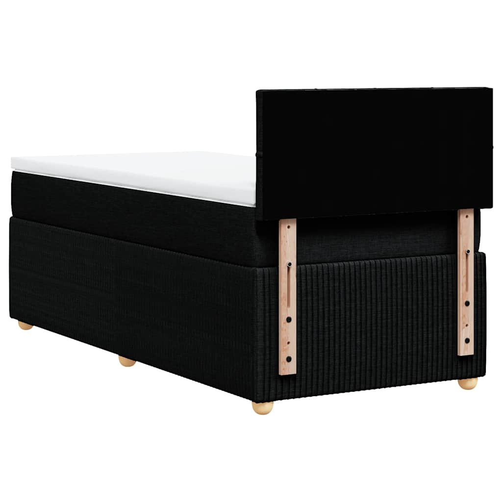Lit à sommier tapissier avec matelas tissu noir 80x200 cm