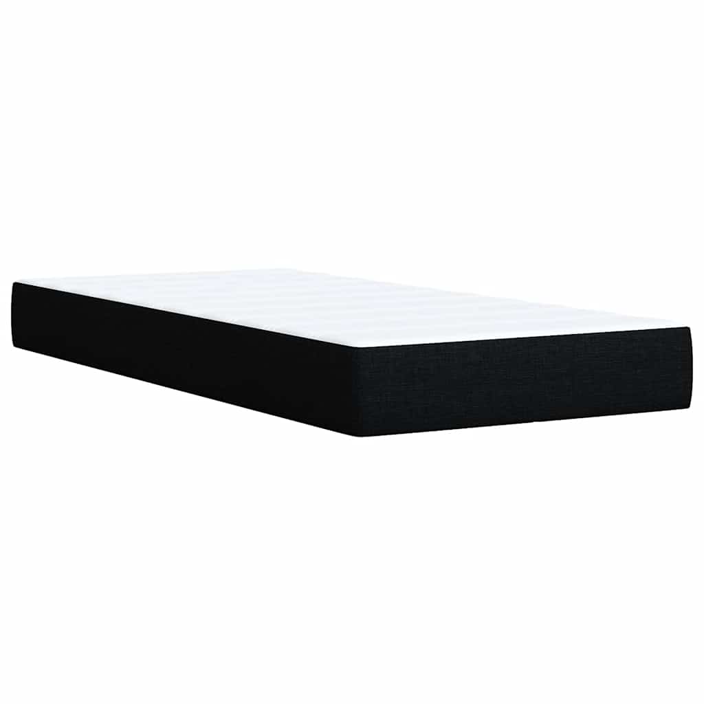 Lit à sommier tapissier avec matelas tissu noir 80x200 cm