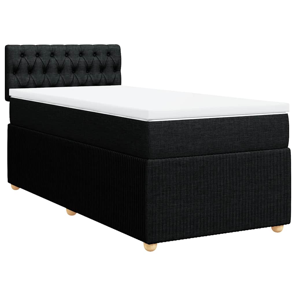 Lit à sommier tapissier avec matelas tissu noir 80x200 cm
