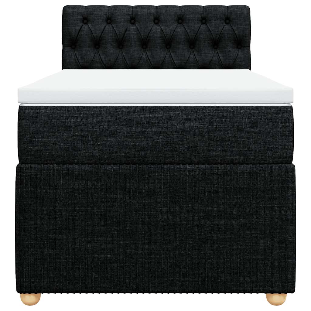 Lit à sommier tapissier avec matelas tissu noir 80x200 cm