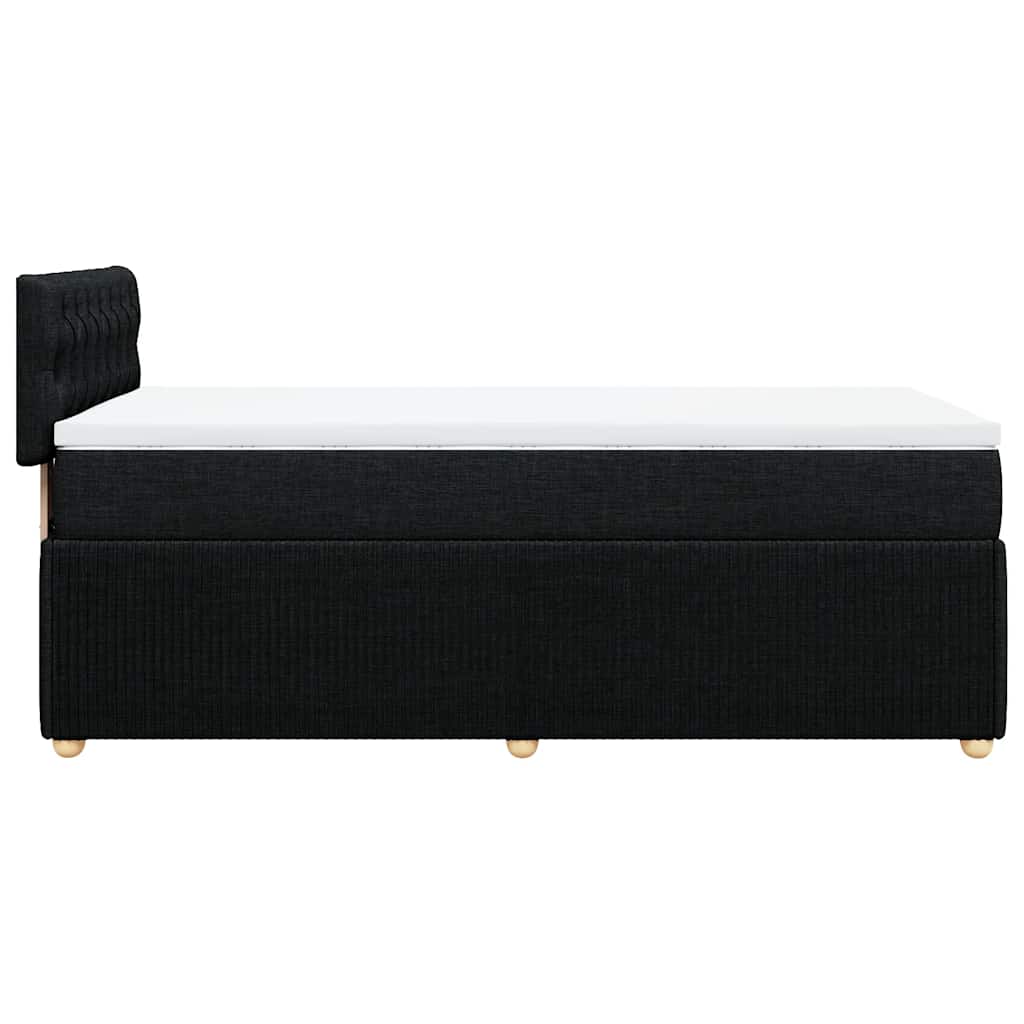 Lit à sommier tapissier avec matelas tissu noir 80x200 cm