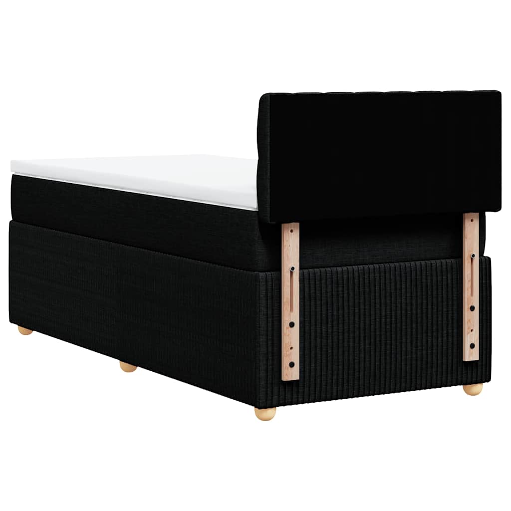 Lit à sommier tapissier avec matelas tissu noir 80x200 cm