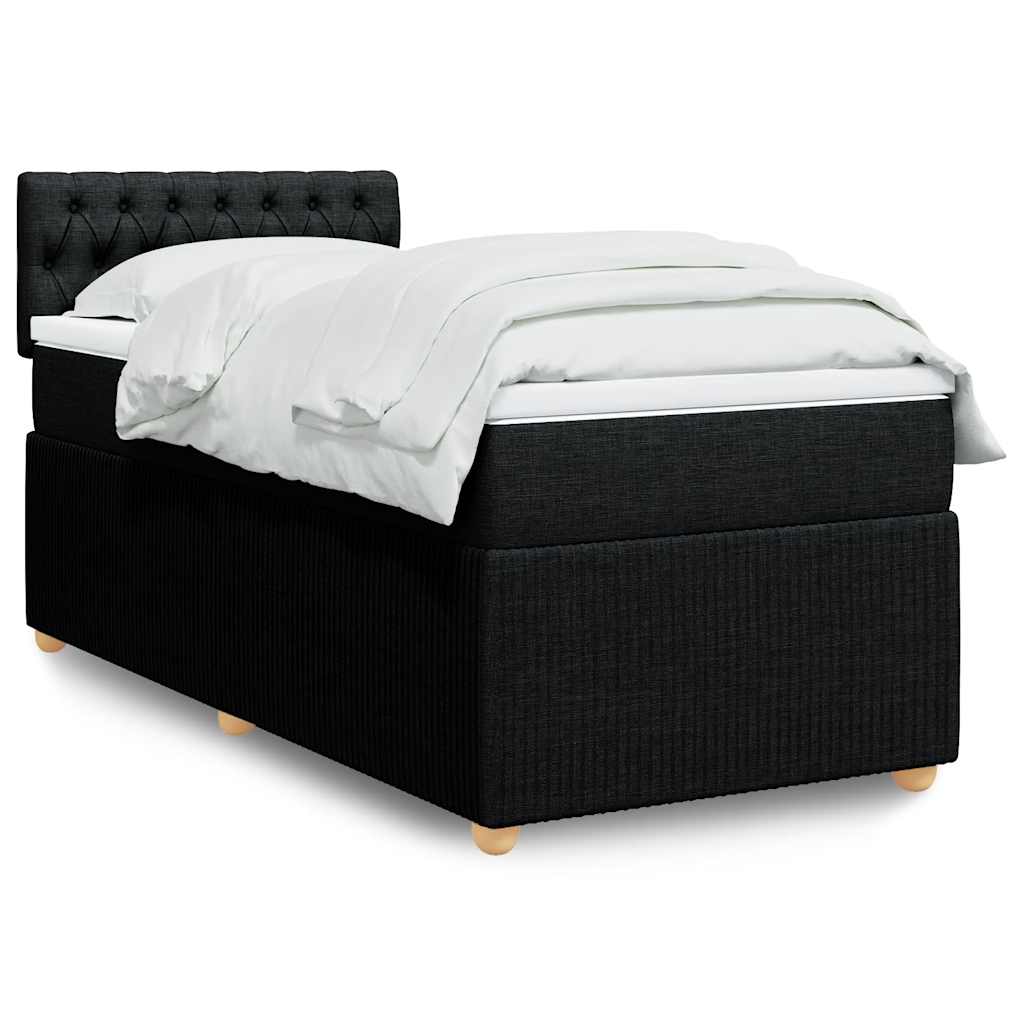 Lit à sommier tapissier avec matelas tissu noir 80x200 cm