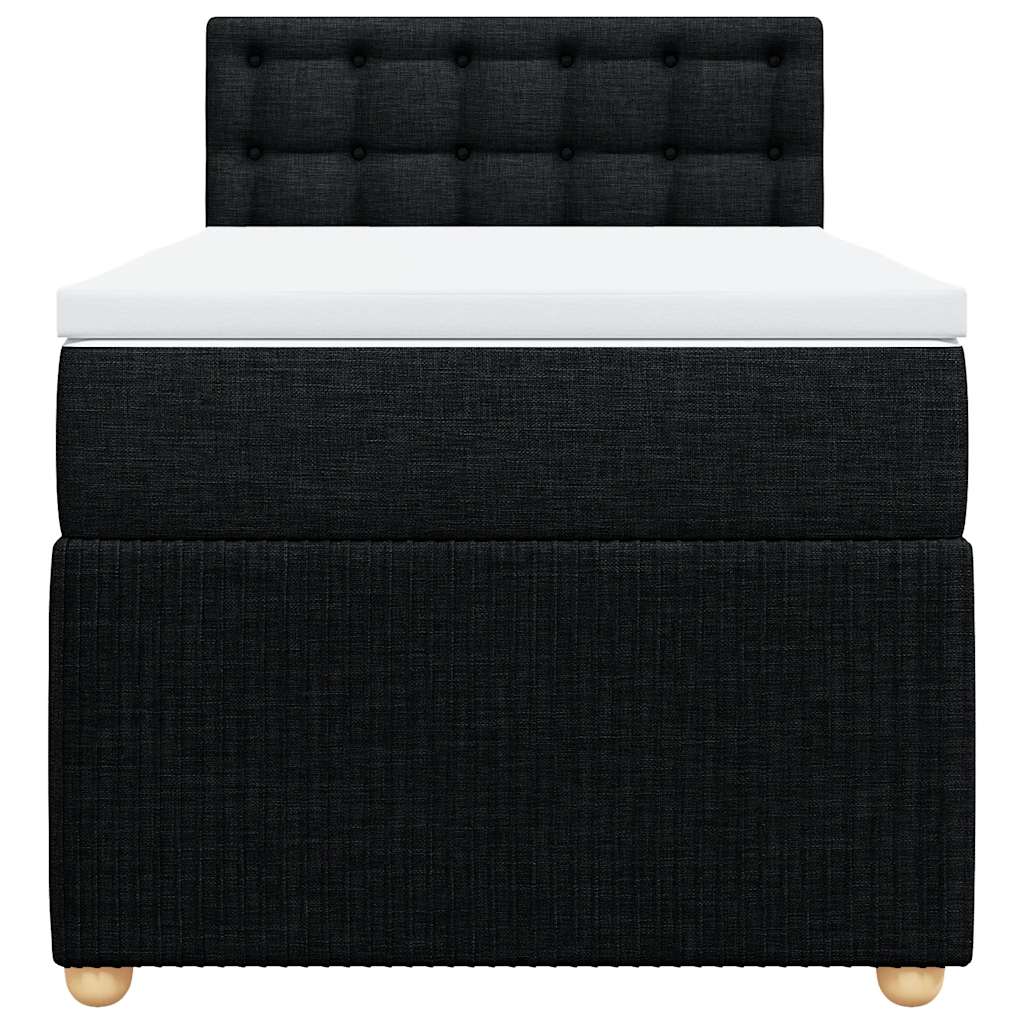 Lit à sommier tapissier avec matelas tissu noir 80x200 cm