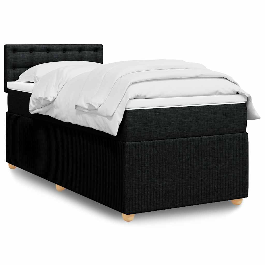 Lit à sommier tapissier avec matelas tissu noir 80x200 cm