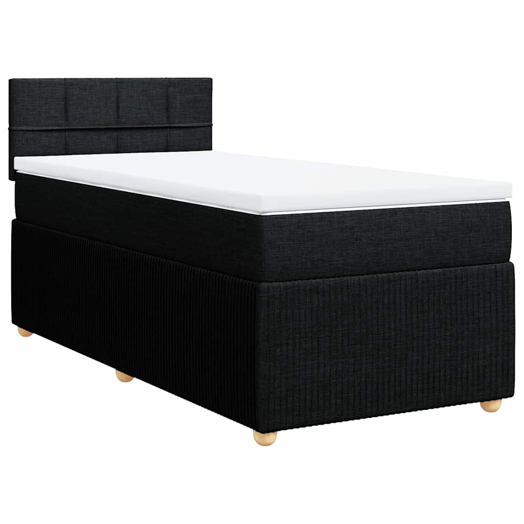 Lit sommier tapissier avec matelas tissu noir 90x190 cm