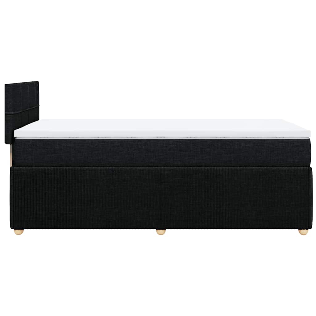 Lit sommier tapissier avec matelas tissu noir 90x190 cm