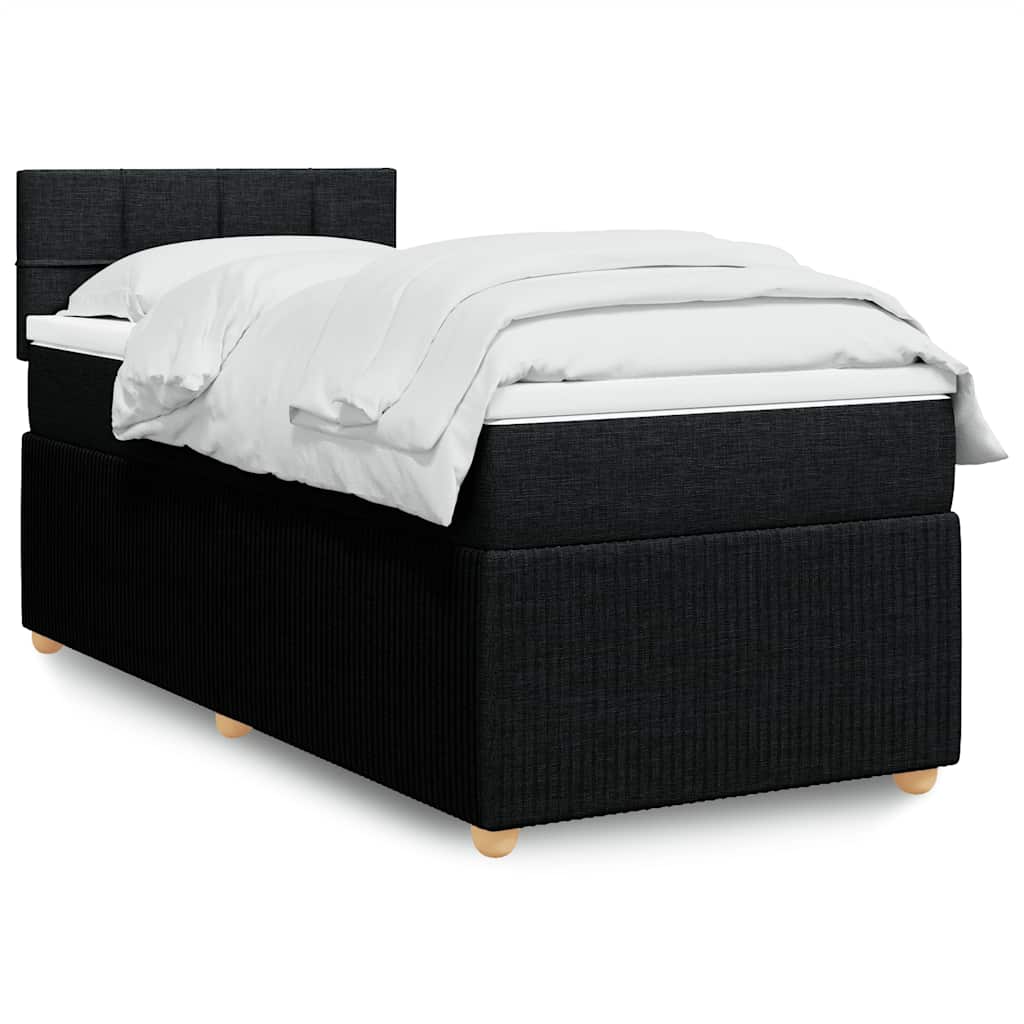 Lit sommier tapissier avec matelas tissu noir 90x190 cm