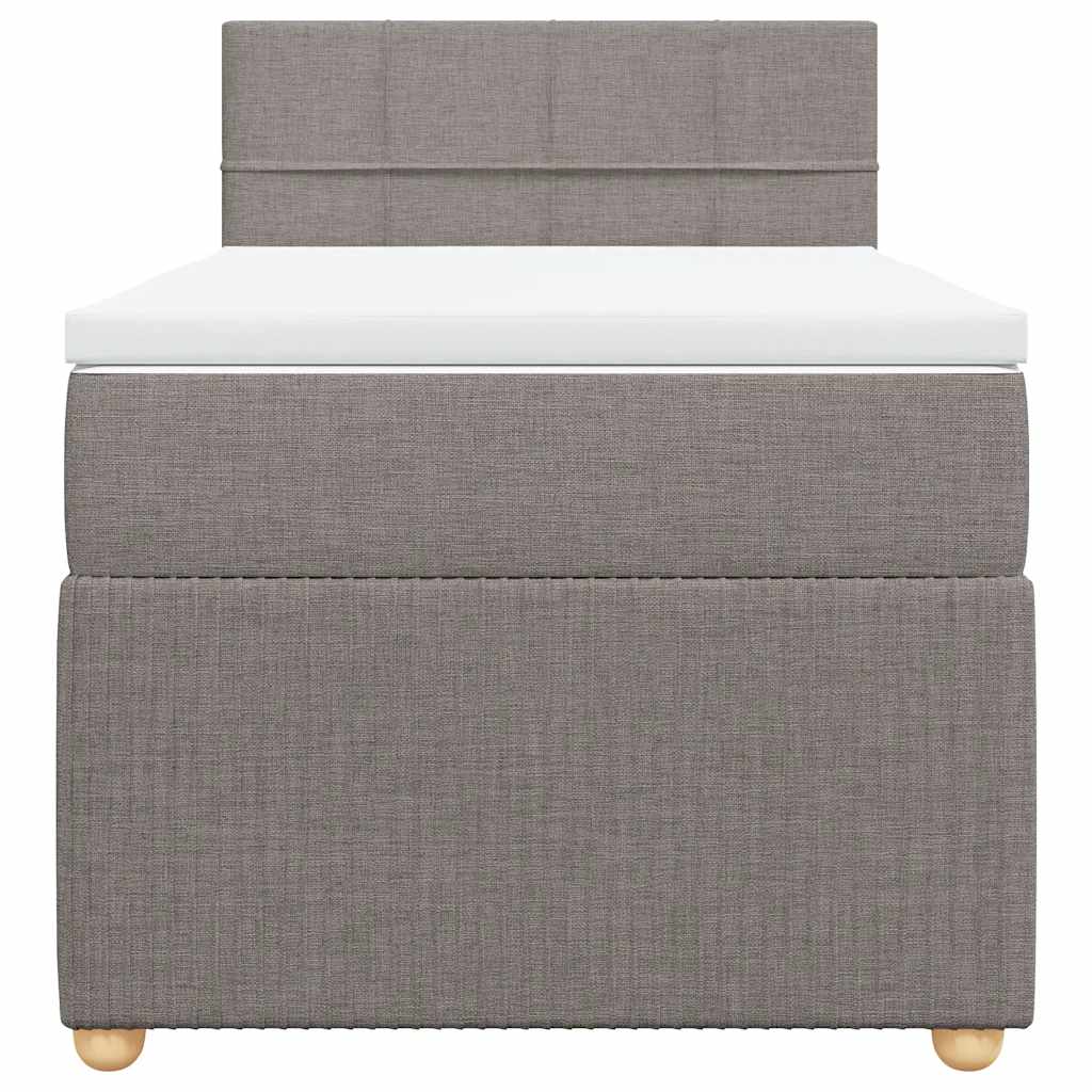 Lit sommier tapissier avec matelas tissu taupe 90x190 cm